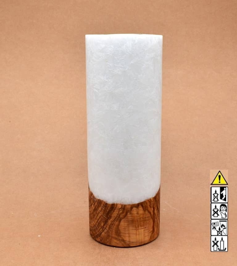 Kerze mit Holz Unikat Rund 90 x 250 mm mit Teelicht Nr.: 10