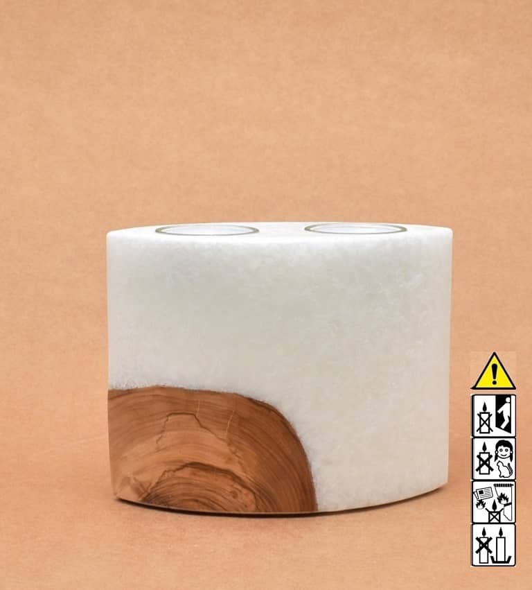 Hochzeitskerze, Kerze mit Holzeinsatz, Teelicht rund, Stearin, im Kerzen online Shop für Hochzeiten bestellen, günstig kaufen.