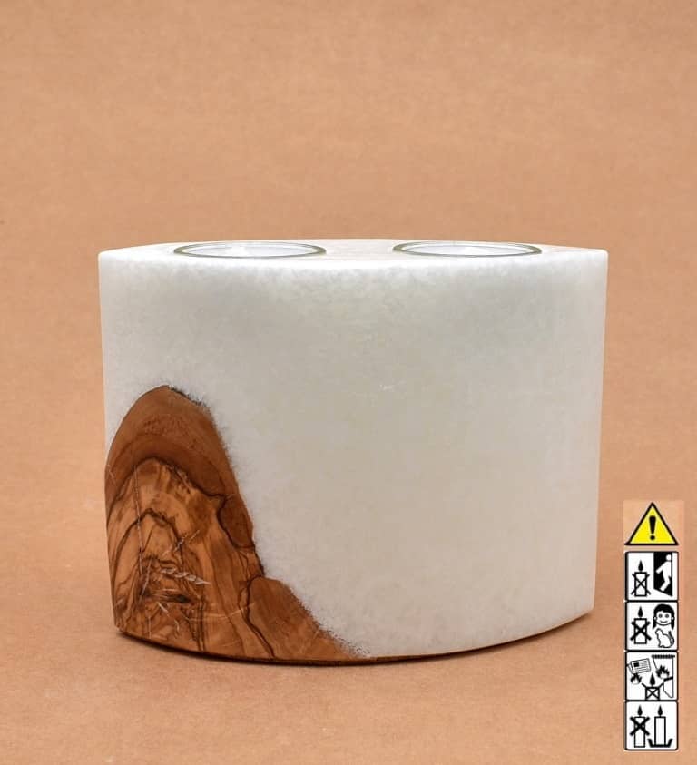 Hochzeitskerze, Kerze mit Holzeinsatz, Teelicht rund, Stearin, im Kerzen online Shop für Hochzeiten bestellen, günstig kaufen.