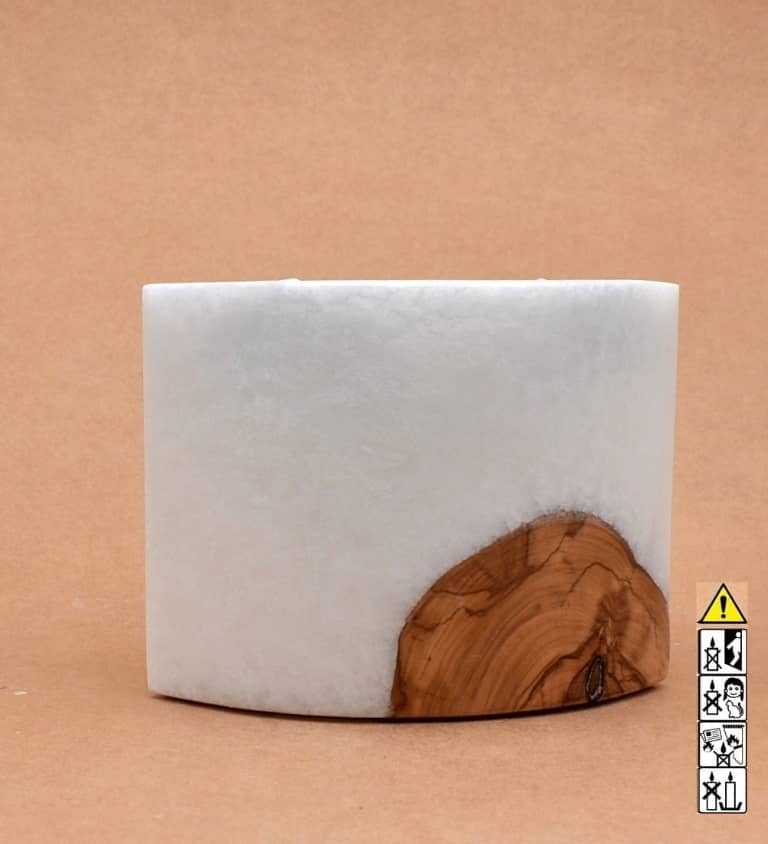 Kerze mit Holz Unikat Oval 80 x 140 x 120 mm mit 2 Teelichter Nr.: 3