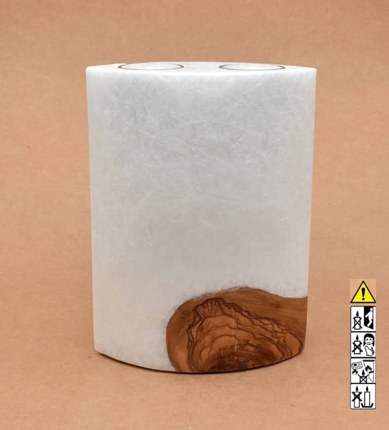 Kerze mit Holzelement, Individuelle, persönliche Hochzeitskerze  Holzkerze, Rund Stearinoptik, Hochzeitskerze mit Teelicht im Kerzen online Shop für Hochzeiten bestellen, günstig kaufen.