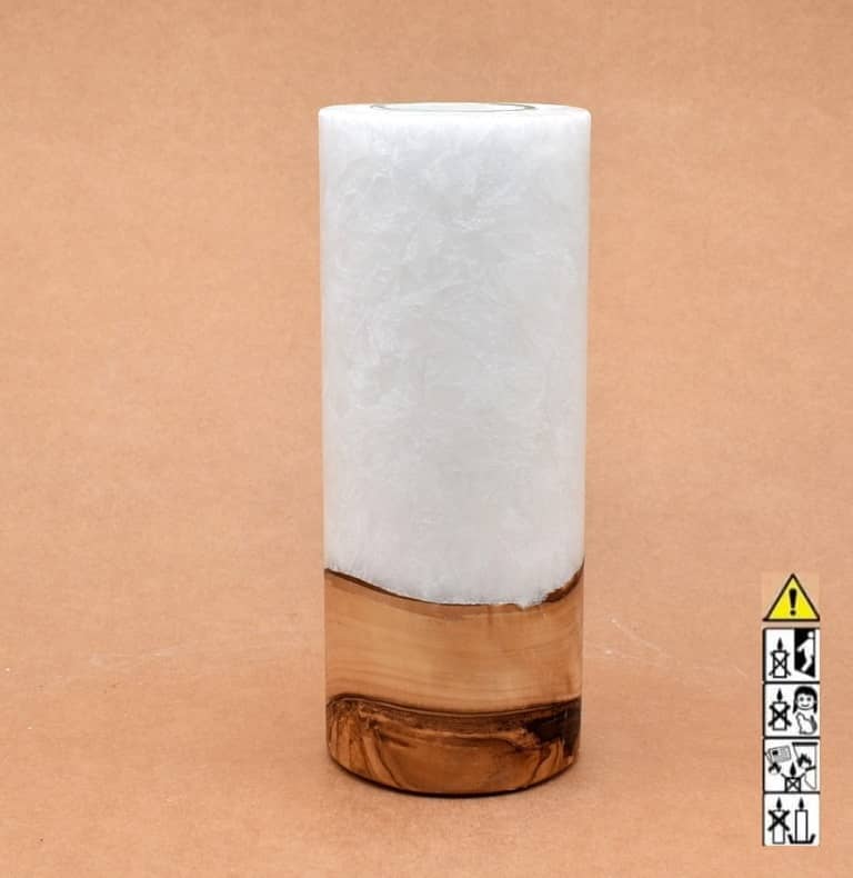 Hochzeitskerze, Kerze mit Holzeinsatz, Teelicht rund, Stearin, im Kerzen online Shop für Hochzeiten bestellen, günstig kaufen.