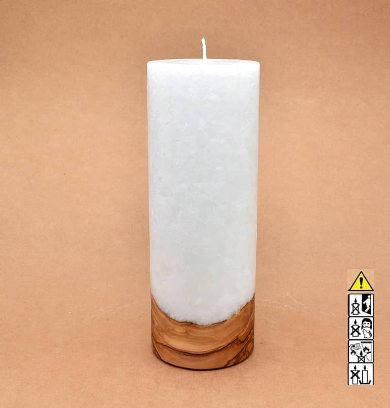 Kerze mit Holzelement, Individuelle, persönliche Hochzeitskerze  Holzkerze, Rund Stearinoptik, Hochzeitskerze mit Teelicht im Kerzen online Shop für Hochzeiten bestellen, günstig kaufen.