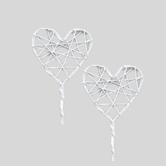 Nest-Herz am Stiel 38 x 36 mm weiß