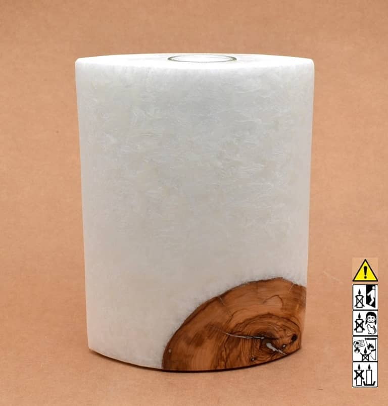 Kerze mit Holzelement, Individuelle, persönliche Hochzeitskerze  Holzkerze, Rund Stearinoptik, Hochzeitskerze mit Teelicht im Kerzen online Shop für Hochzeiten bestellen, günstig kaufen.