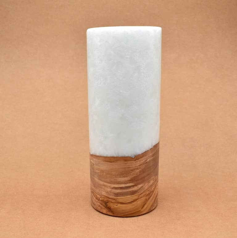 Kerze mit Holz Unikat Rund 100 x 250 mm mit Teelicht Nr.: 1