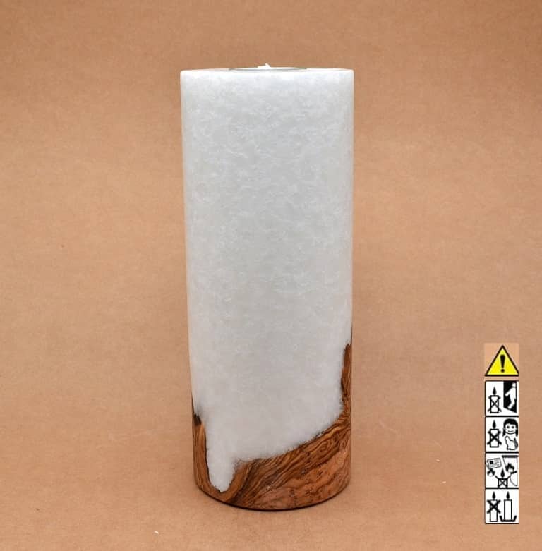 Kerze mit Holz Unikat Rund 100 x 250 mm mit Teelicht Nr.: 1