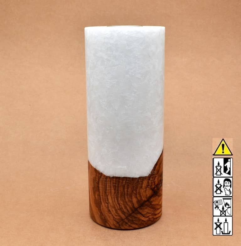 Kerze mit Holz Unikat Rund 100 x 250 mm mit Teelicht Nr.: 1
