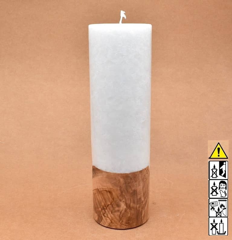 Hochzeitskerze, Kerze mit Holzeinsatz ohne Teelicht rund, Stearin, Individuelle, perönliche Hochzeitskerze  im Kerzen online Shop für Hochzeiten bestellen, günstig kaufen.