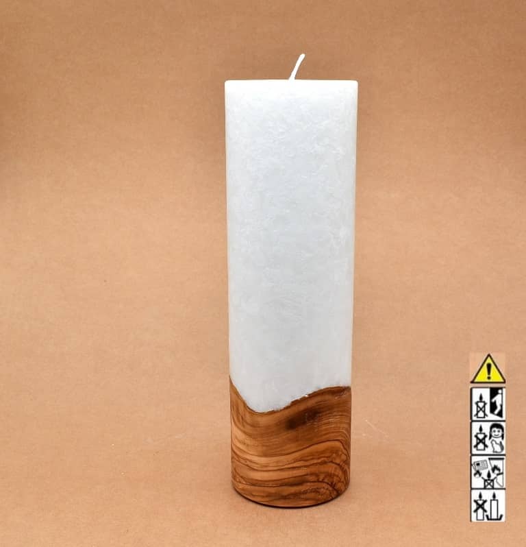 Hochzeitskerze, Kerze mit Holzeinsatz ohne Teelicht rund, Stearin, Individuelle, perönliche Hochzeitskerze  im Kerzen online Shop für Hochzeiten bestellen, günstig kaufen.