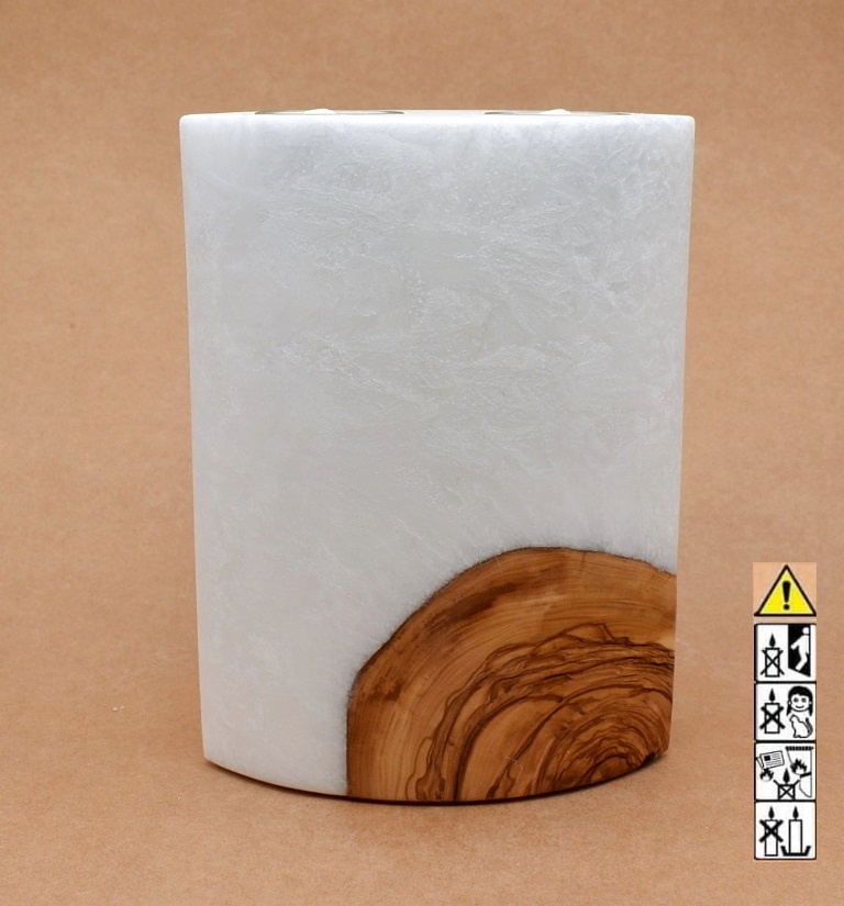 Kerze mit Holzelement, Individuelle, persönliche Hochzeitskerze  Holzkerze, Rund Stearinoptik, Hochzeitskerze mit Teelicht im Kerzen online Shop für Hochzeiten bestellen, günstig kaufen.