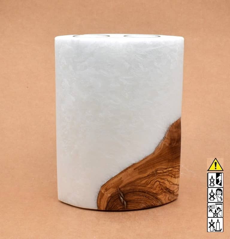 Kerze mit Holzelement, Individuelle, persönliche Hochzeitskerze  Holzkerze, Rund Stearinoptik, Hochzeitskerze mit Teelicht im Kerzen online Shop für Hochzeiten bestellen, günstig kaufen.