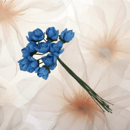Miniröschen ⌀ 10 mm in blau für Hochzeitsanstecker - Büscherl