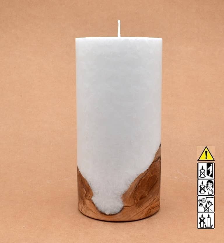 Hochzeitskerze, Kerze mit Holzeinsatz ohne Teelicht rund, Stearin, im Kerzen online Shop für Hochzeiten bestellen, günstig kaufen.