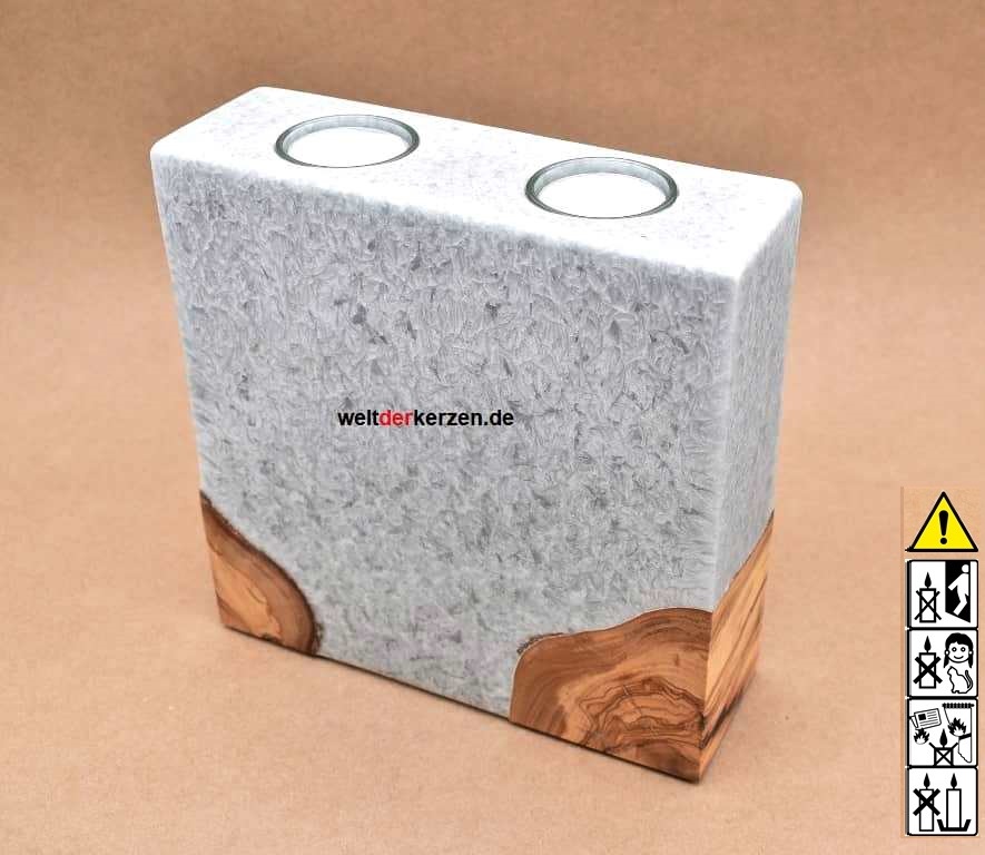 Kerze mit Holz, Unikat Holzkerze, Rund Stearin Kerze 177 Kerze mit Holzelement, Unikat Holzkerze, Rund Stearinoptik, Kerze mit Teelicht Nummer 177