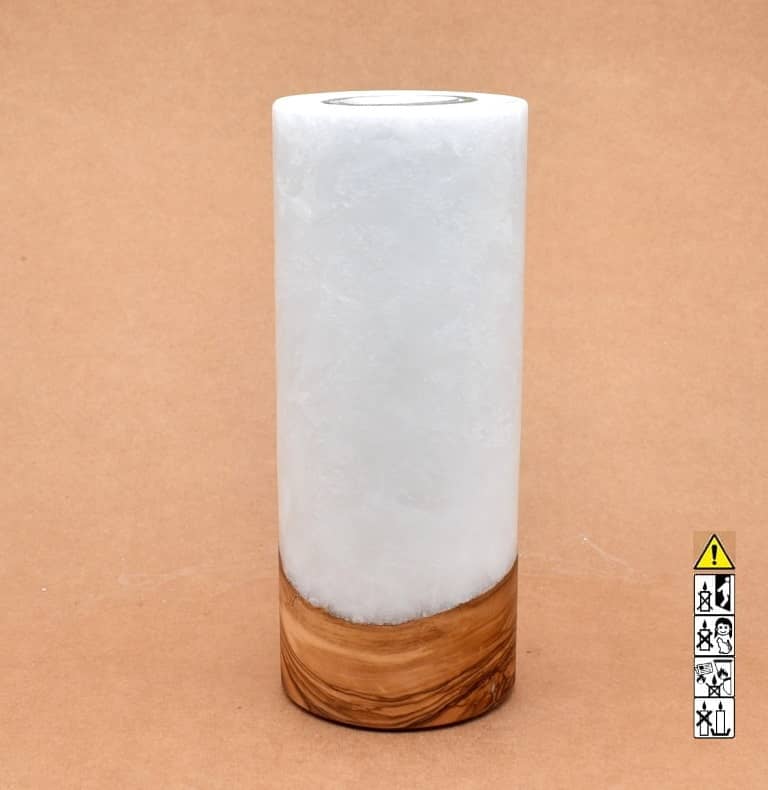 Kerze mit Holz Unikat Rund 80 x 200 mm mit Teelicht Nr.: 18