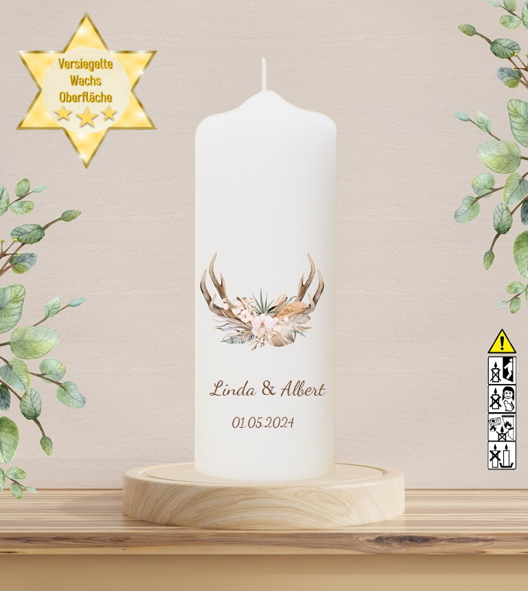 Personalisierte Hochzeitskerze "Jäger" 20 cm Personalisierte Hochzeitskerze "Jäger" 20 cm