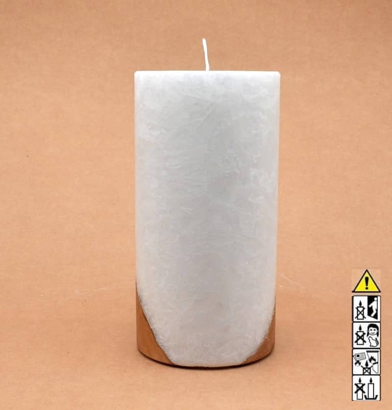 Kerze mit Holzelement, Individuelle, persönliche Hochzeitskerze  Holzkerze, Rund Stearinoptik, Hochzeitskerze mit Teelicht im Kerzen online Shop für Hochzeiten bestellen, günstig kaufen.