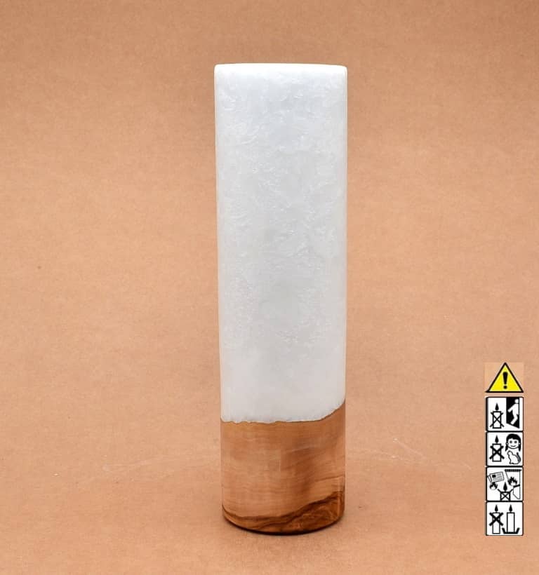 Kerze mit Holz Unikat Rund 70 x 250 mm mit Teelicht Nr.: 2