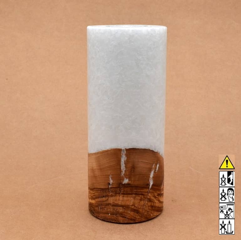 Kerze mit Holz Unikat Rund 80 x 200 mm mit Teelicht Nr.: 36