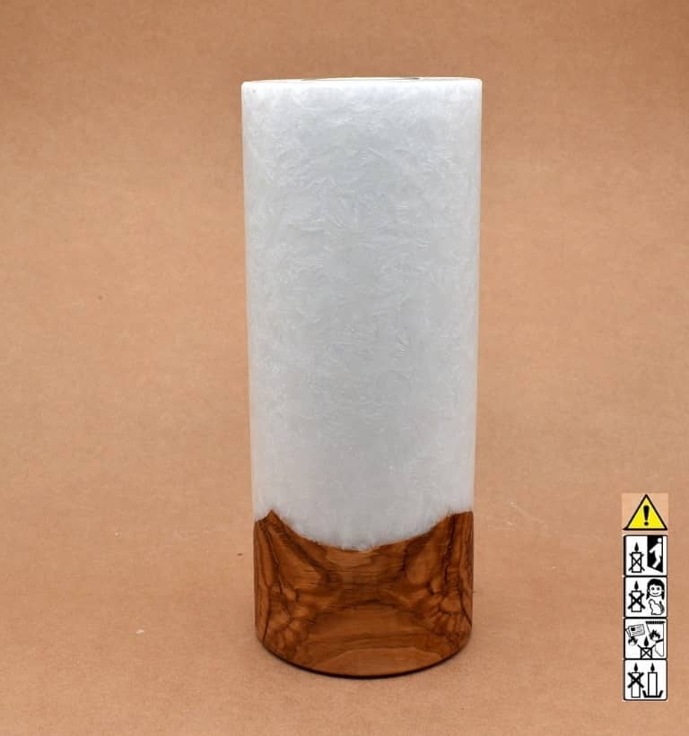 Kerze mit Holz Unikat Rund 100 x 250 mm mit Teelicht Nr.: 8