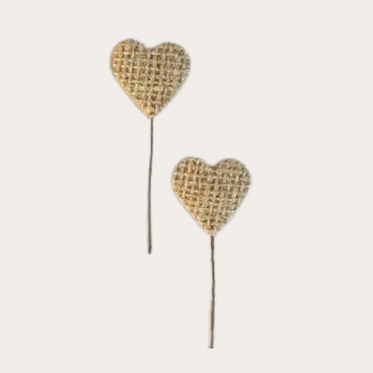 Jute Herz am Stiel natur 25 x 25 mm
