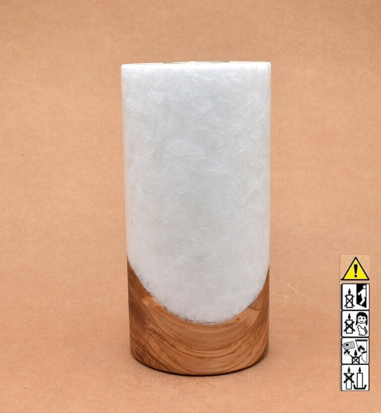Kerze mit Holz Unikat Rund 100 x 200 mm mit Teelicht Nr.: 2