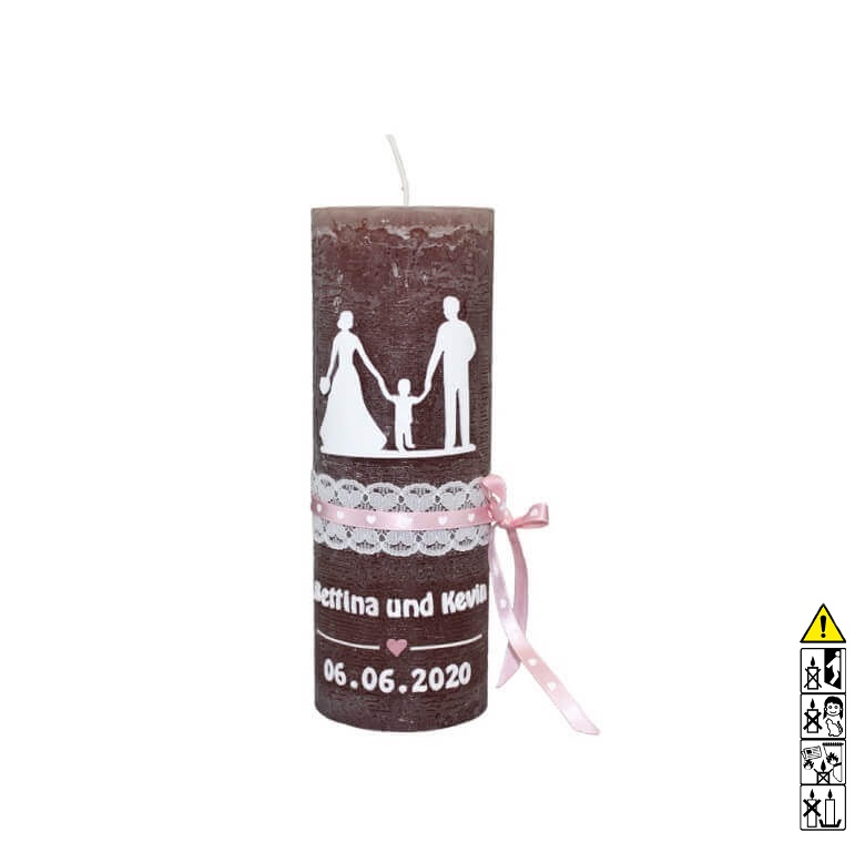 Hochzeitskerze Rustica "Familie" 190 x 68 mm in schlamm (ohne Beschriftung) Individuelle Hochzeitskerze kaufen für die Trauung Rustica "Familie" 190 x 68 mm in schlamm (ohne Beschriftung)
