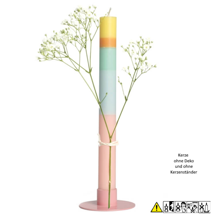 Bunte Stabkerze "Baby Pastell" 22 x 230 mm (ohne Deko)