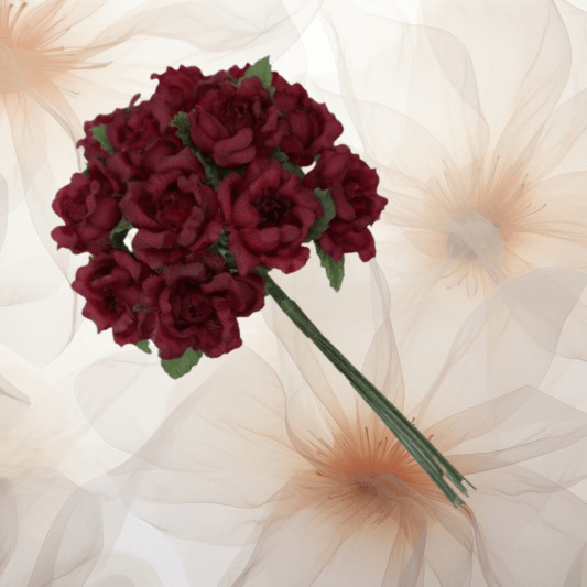 Tee - Rose Ø 24 mm in weinrot für Hochzeitsanstecker - Büscherl Tee - Rose Ø 24 mm in weinrot für Hochzeitsanstecker - Büscherl