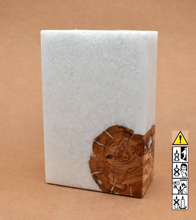 Kerze mit Holz Unikat Quader 140 x 70 x 210 mm 2 x Teelicht Nr 4