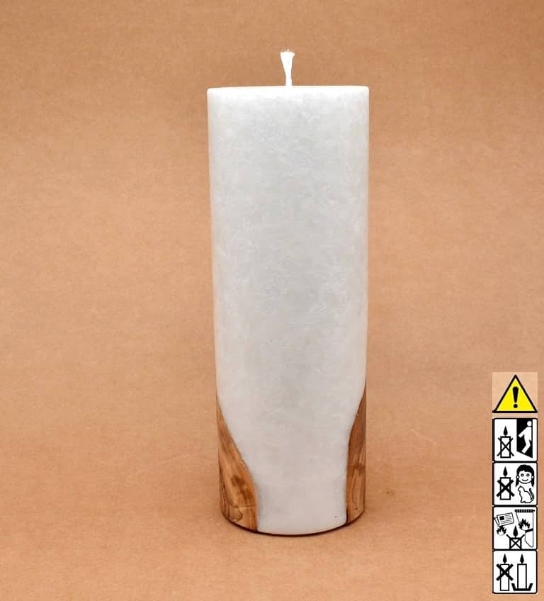 Kerze mit Holzelement, Individuelle, persönliche Hochzeitskerze  Holzkerze, Rund Stearinoptik, Hochzeitskerze mit Teelicht im Kerzen online Shop für Hochzeiten bestellen, günstig kaufen.