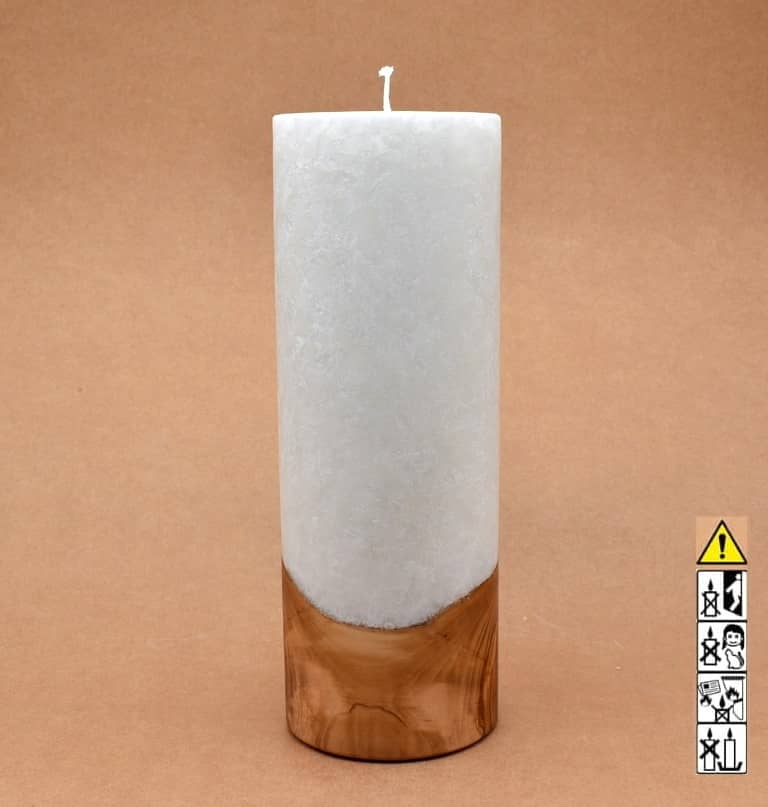 Kerze mit Holzelement, Individuelle, persönliche Hochzeitskerze  Holzkerze, Rund Stearinoptik, Hochzeitskerze mit Teelicht im Kerzen online Shop für Hochzeiten bestellen, günstig kaufen.