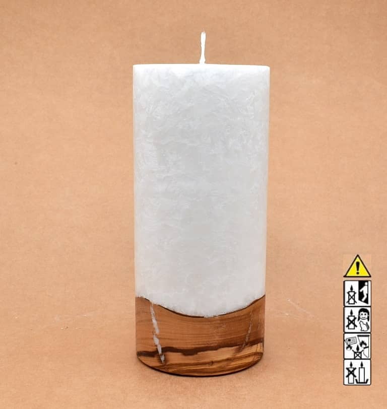 Kerze mit Holzelement, Individuelle, persönliche Hochzeitskerze  Holzkerze, Rund Stearinoptik, Hochzeitskerze mit Teelicht im Kerzen online Shop für Hochzeiten bestellen, günstig kaufen.