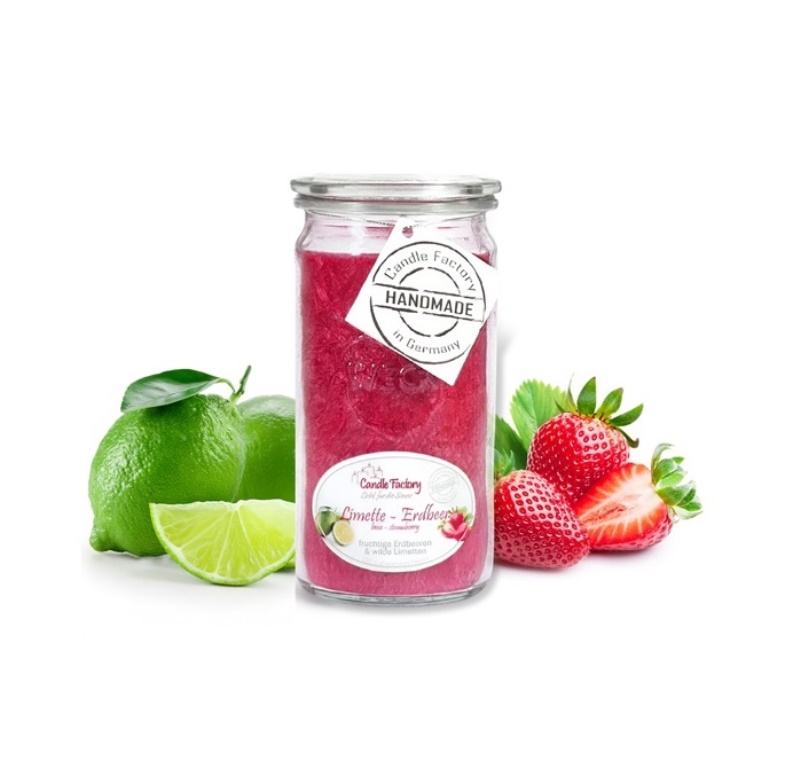 Limette - Erdbeere - Mini Jumbo hochwertige Duftkerze im Glas