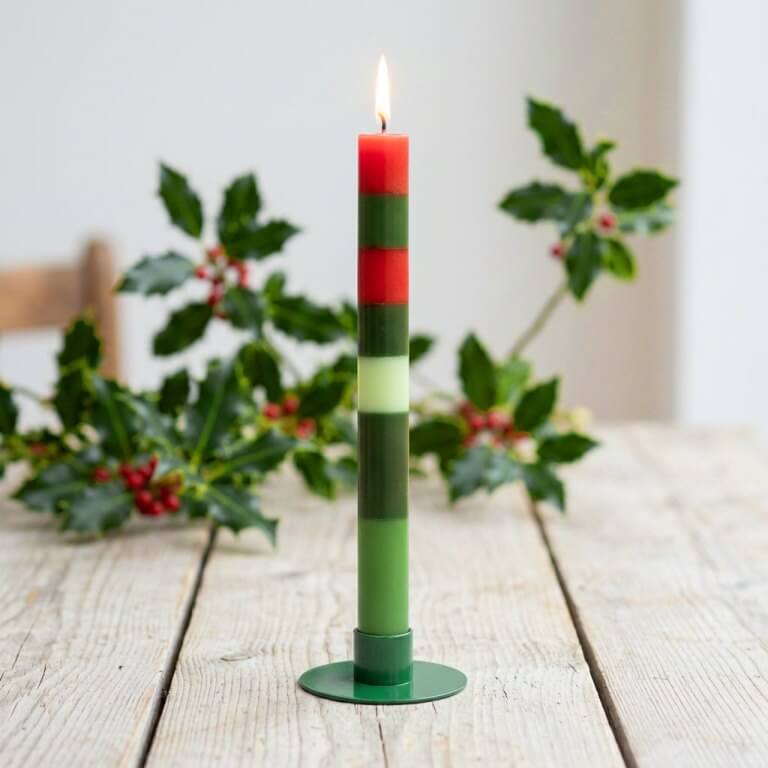 Bunte Stabkerze "Es Weihnachtet " 22 x 230 mm (ohne Deko)