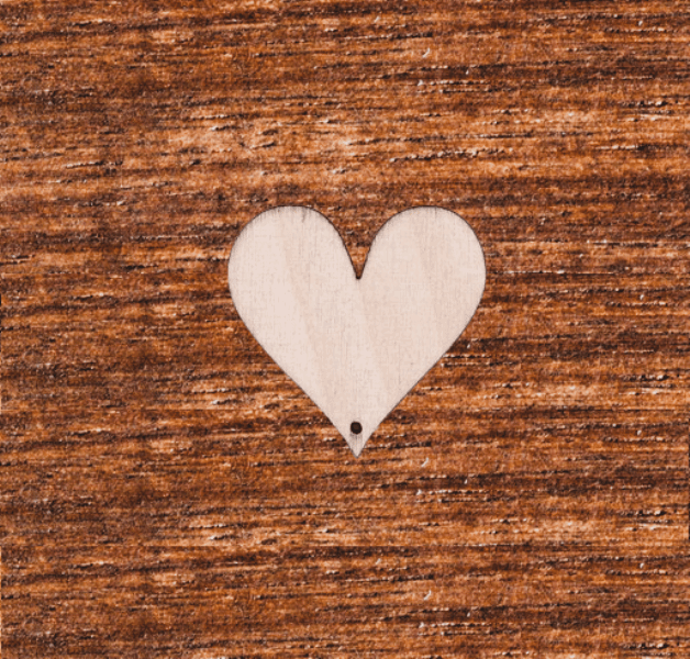 Holzherz voll 38 x 36 mm für Hochzeitsanstecker - Büscherl