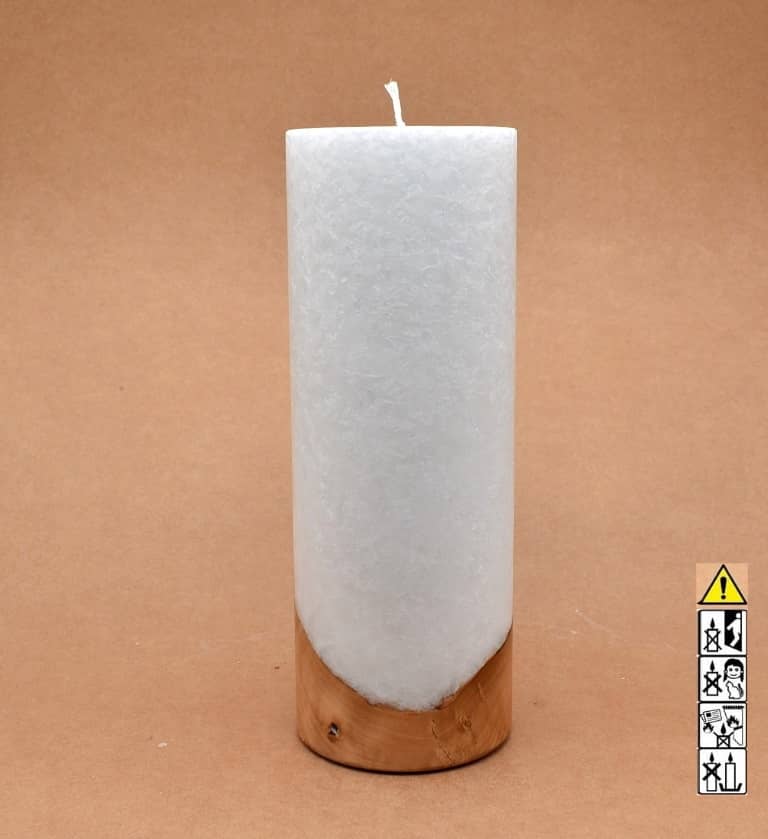 Kerze mit Holzelement, Individuelle, persönliche Hochzeitskerze  Holzkerze, Rund Stearinoptik, Hochzeitskerze mit Teelicht im Kerzen online Shop für Hochzeiten bestellen, günstig kaufen.