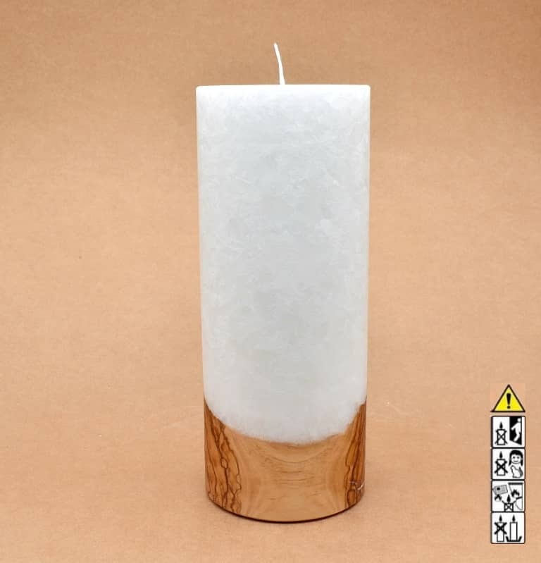 Kerze mit Holz Unikat Rund 100 x 250 mm mit Docht Nr.: 10