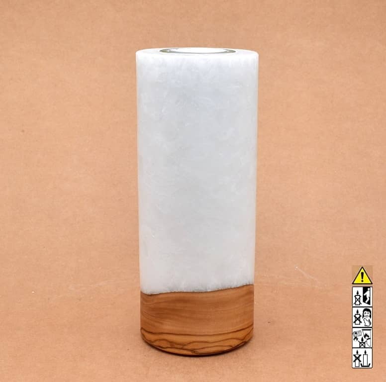 Hochzeitskerze, Kerze mit Holzeinsatz, Teelicht rund, Stearin, im Kerzen online Shop für Hochzeiten bestellen, günstig kaufen.