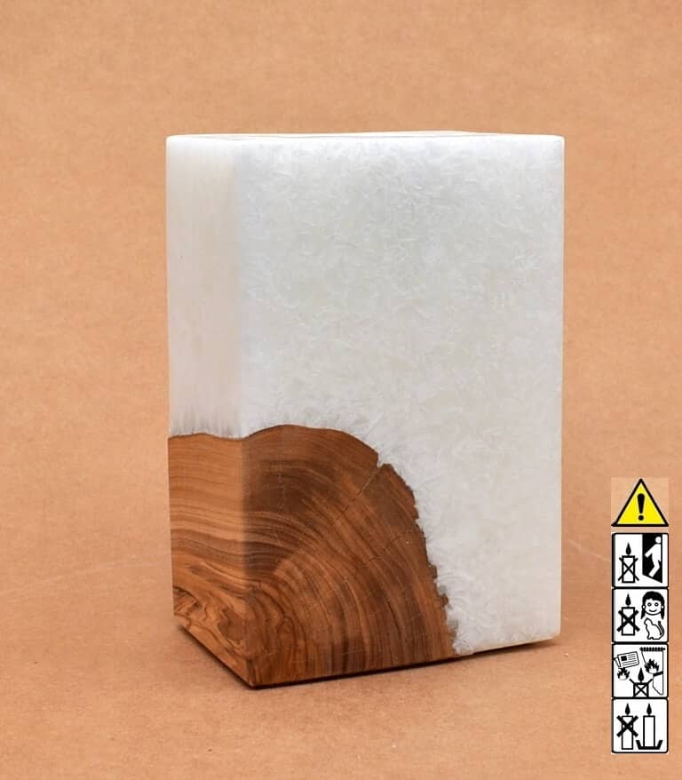 Kerze mit Holz Unikat Quader 70 x 100 x 150 mm mit 1 x Teelicht Nr: 1