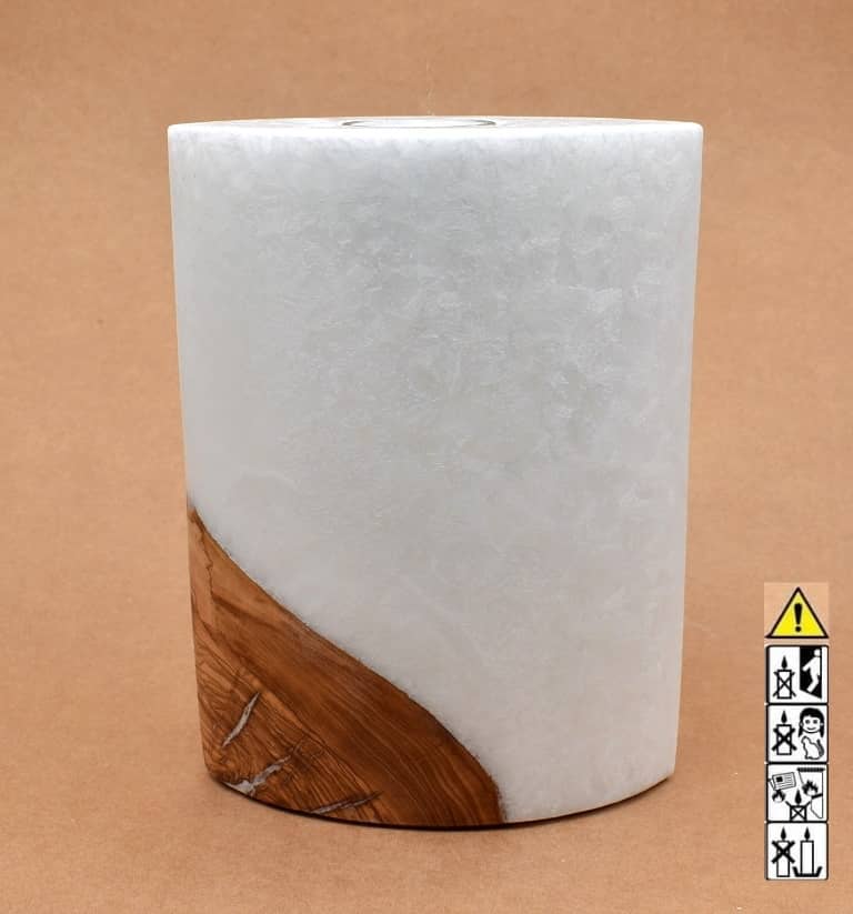 Kerze mit Holzelement, Individuelle, persönliche Hochzeitskerze  Holzkerze, Rund Stearinoptik, Hochzeitskerze mit Teelicht im Kerzen online Shop für Hochzeiten bestellen, günstig kaufen.