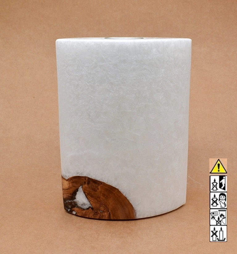 Kerze mit Holzelement, Individuelle, persönliche Hochzeitskerze  Holzkerze, Rund Stearinoptik, Hochzeitskerze mit Teelicht im Kerzen online Shop für Hochzeiten bestellen, günstig kaufen.