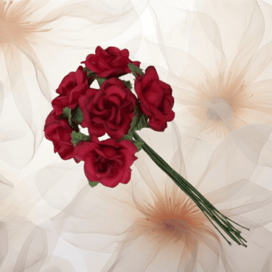 Rose mittel ⌀ 30 mm in weinrot für Hochzeitsanstecker - Büscherl