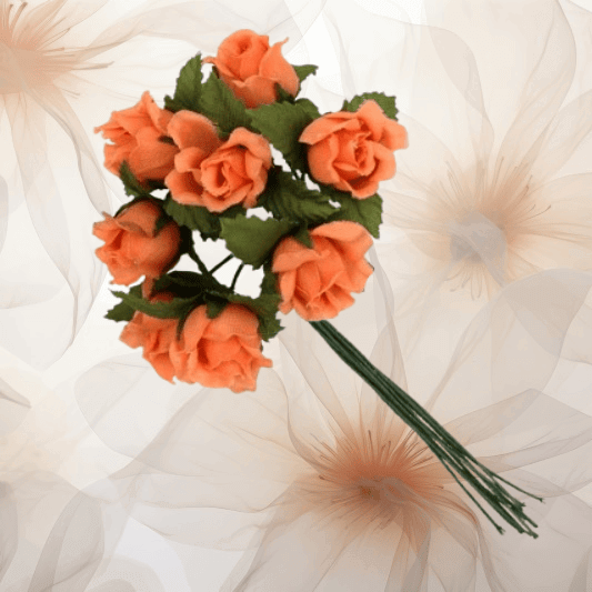 Farm - Rose ⌀ 15 mm in orange für Hochzeitsanstecker - Büscherl