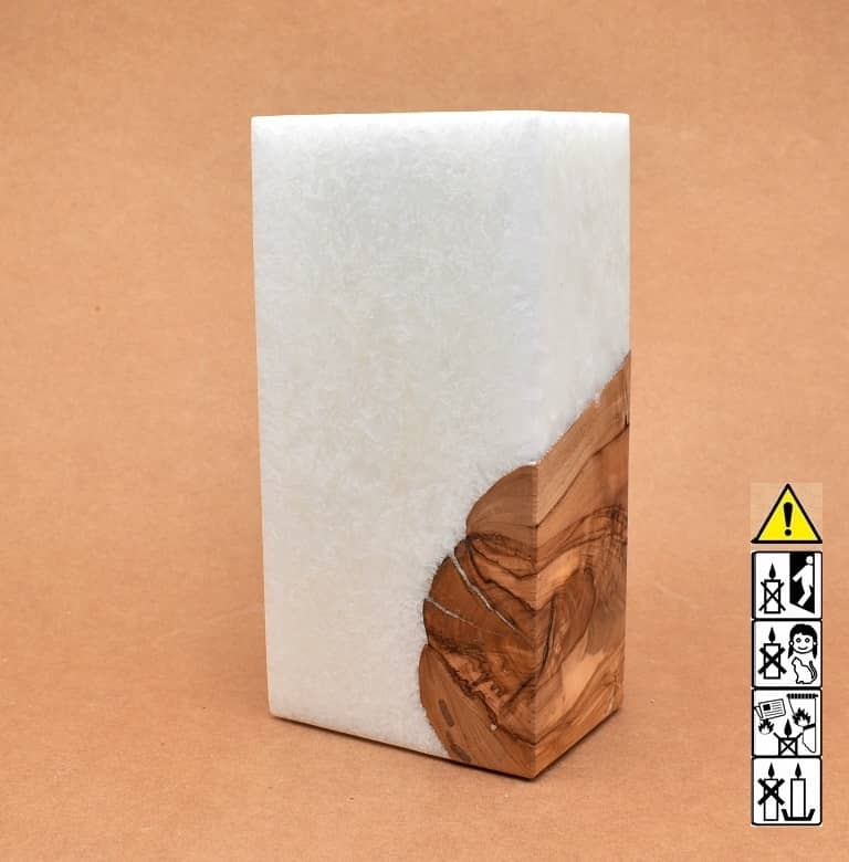 Kerze mit Holzeinsatz mit einem Teelicht ,Quader groß, 70x100x200mm unikat