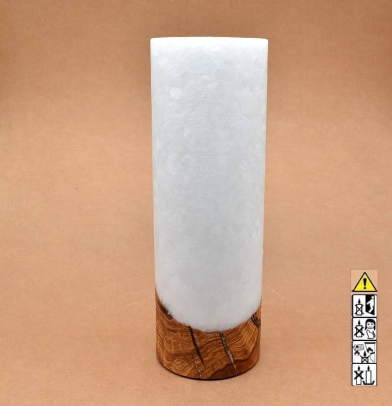 Kerze mit Holz Unikat Rund 100 x 300 mm mit Teelicht Nr.: 2