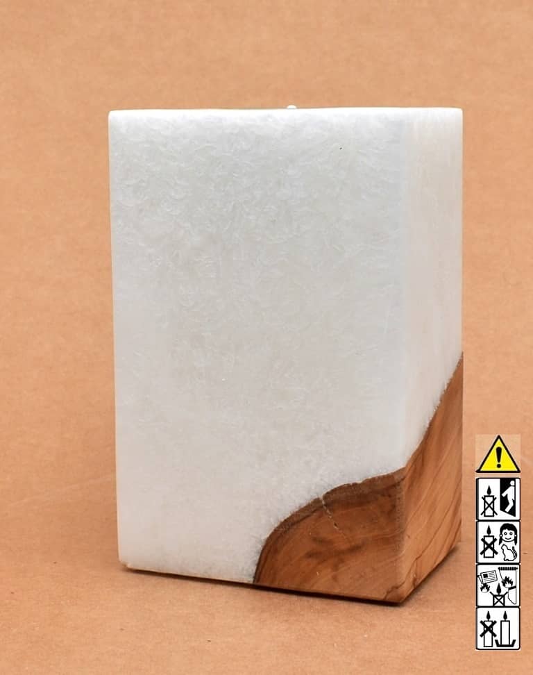 Kerze mit Holz Unikat Quader 70 x 100 x 150 mm mit 1 x Teelicht Nr: 5