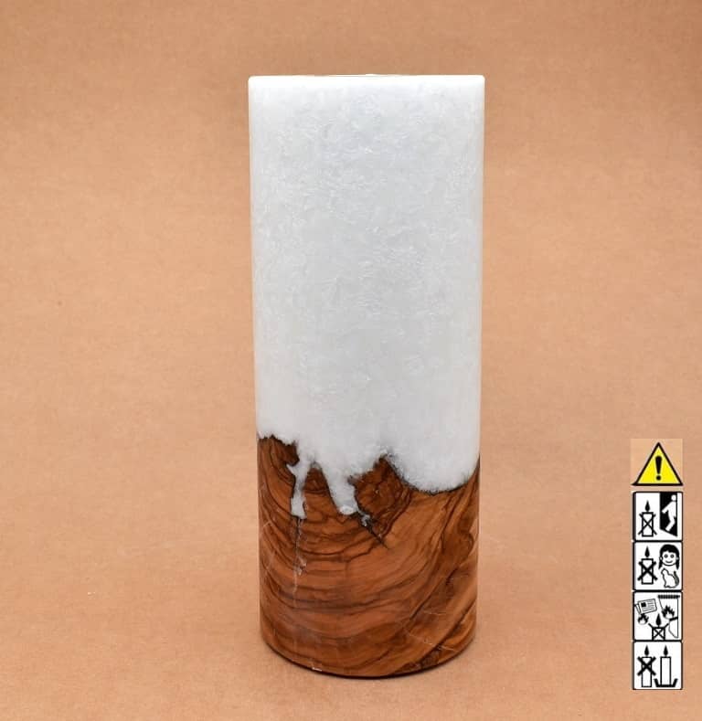 Kerze mit Holz Unikat Rund 100x250mm mit Teelicht. Jetzt in unserem Geschenke Onlineshop kaufen.