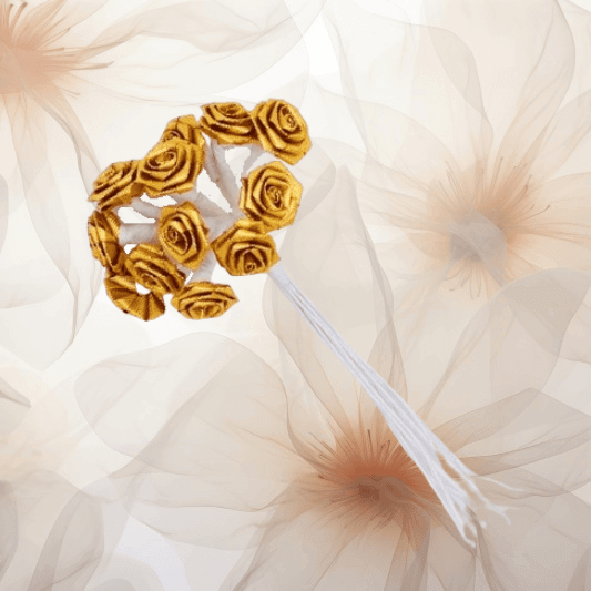 Diorrose brokat Ø 14 mm in gold für Hochzeitsanstecker - Büscherl